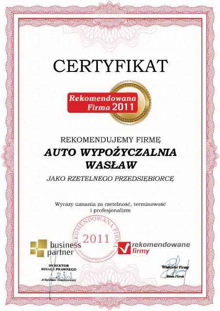 auto-wypozyczalnia-waslaw-certyfikat-2011